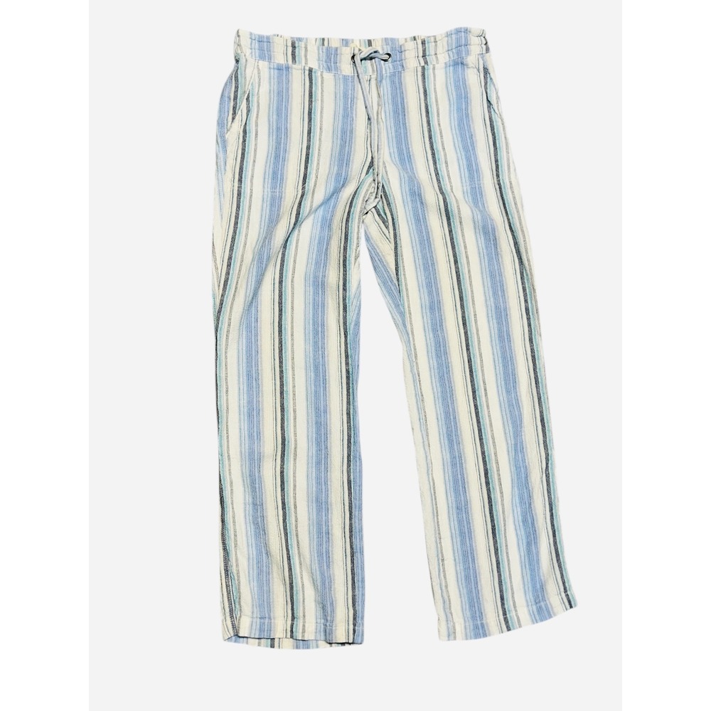 Per Se Blue Striped Linen Blend Drawstring Pants Women Size M - Picture 6 of 10